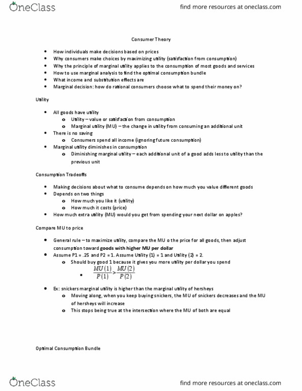 ECON 201 Lecture Notes - Lecture 7: Snickers, Normal Good, Demand Curve thumbnail