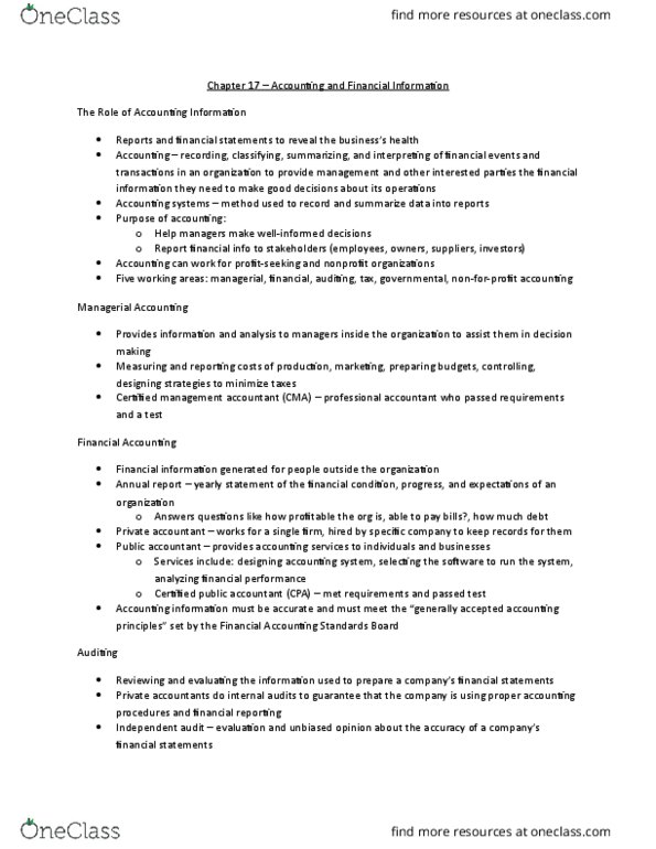 BUSN 101 Chapter Notes - Chapter 17: Current Liability, Gross Margin, Accounts Payable thumbnail