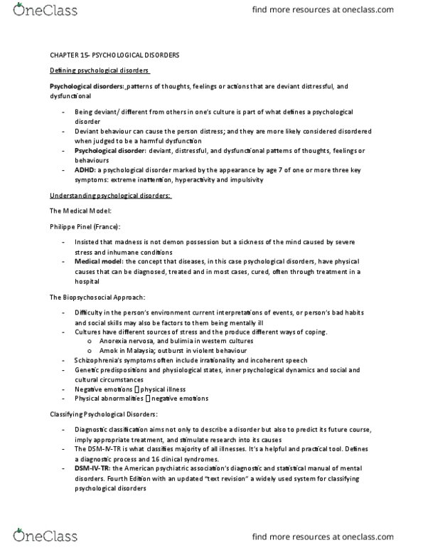 PSY 1102 Chapter Notes - Chapter 15: Myelin, Histrionic Personality Disorder, Schizoid Personality Disorder thumbnail