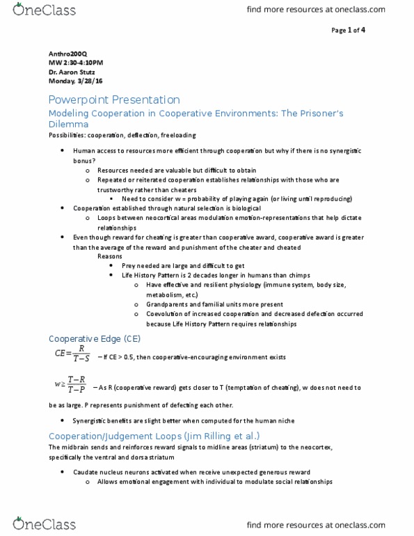 NBB 201 Lecture Notes - Lecture 16: Basalt, Coevolution, Stutz Motor Company thumbnail