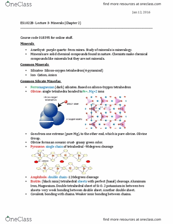 Earth Sciences 1022A/B Lecture Notes - Lecture 2: Magnesium, Gold, Evaporation thumbnail