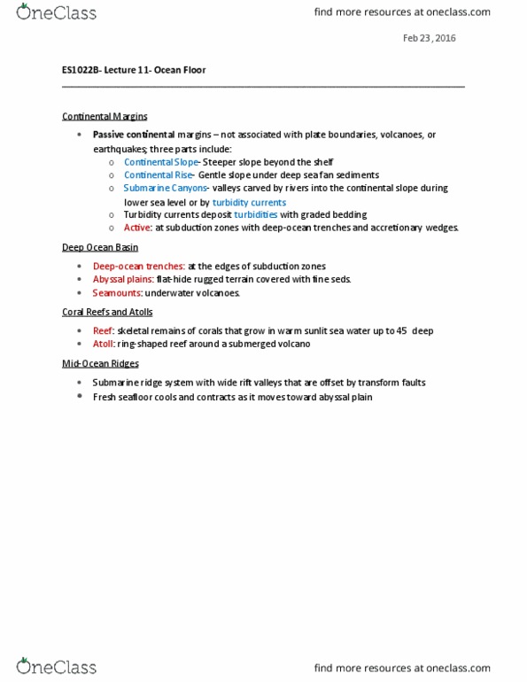 Earth Sciences 1022A/B Lecture Notes - Lecture 10: Graded Bedding, Gorgonian, Subduction thumbnail