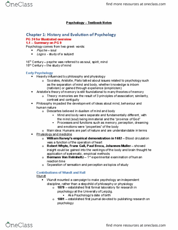 PS101 Chapter Notes - Chapter 1-2: American Psychological Association, Psychometrics, Circulatory System thumbnail