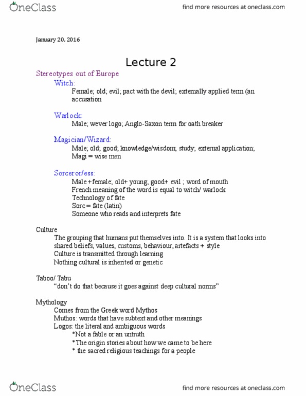 SRS 1110 Lecture Notes - Lecture 2: World View, Religious Text thumbnail