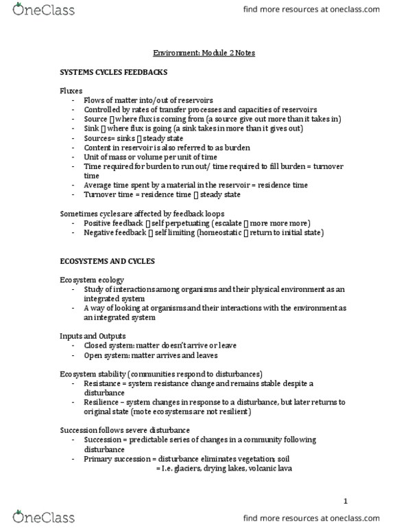 ENV100Y5 Lecture Notes - Lecture 2: Adaptive Radiation, Herbivore, Exponential Growth thumbnail