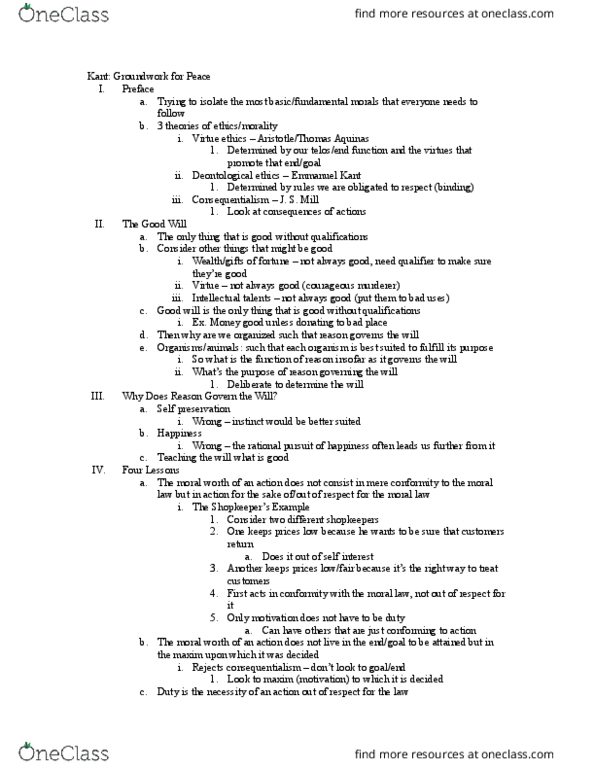 PHIL 1091 Lecture Notes - Lecture 2: Nuclear Weapon, Hypothetical Imperative, Immanuel Kant thumbnail