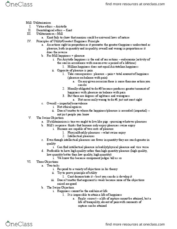 PHIL 1091 Lecture Notes - Lecture 3: Principle Of Double Effect, Ethical Egoism, Deontological Ethics thumbnail