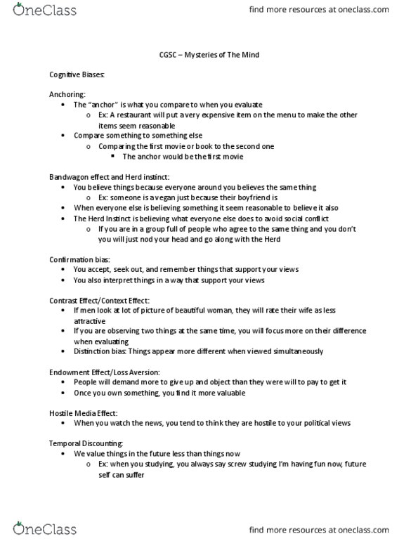 CGSC 1001 Lecture Notes - Lecture 12: Birkenstock, Fallacy, Clustering Illusion thumbnail