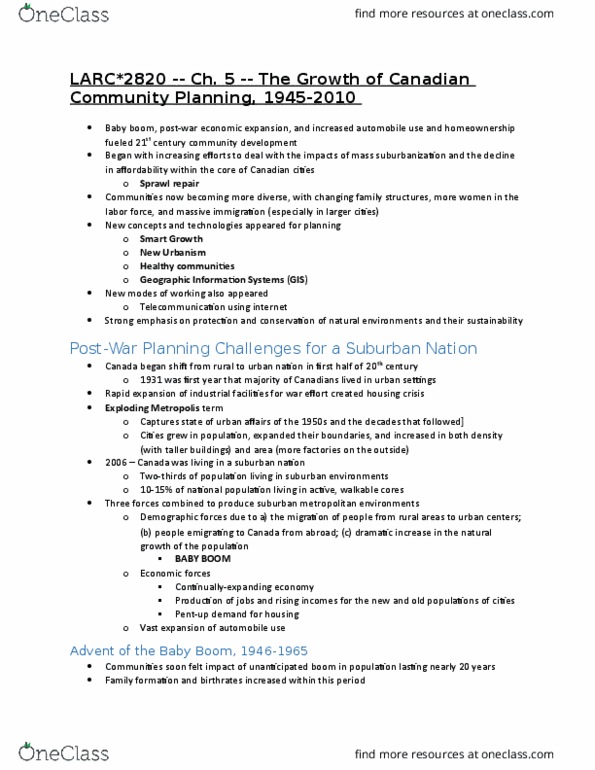 LARC 2820 Lecture Notes - Lecture 5: Ecological Footprint, Arena, New Urbanism thumbnail