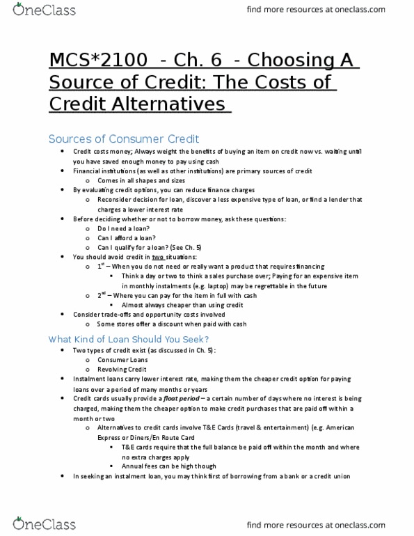 MCS 2100 Lecture Notes - Lecture 6: Credit Counseling, Garnishment, Telephone Directory thumbnail