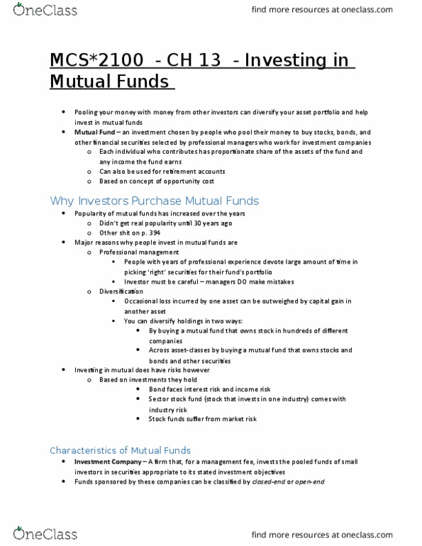MCS 2100 Lecture Notes - Lecture 13: Financial Statement, Commercial Paper, Money Market Fund thumbnail