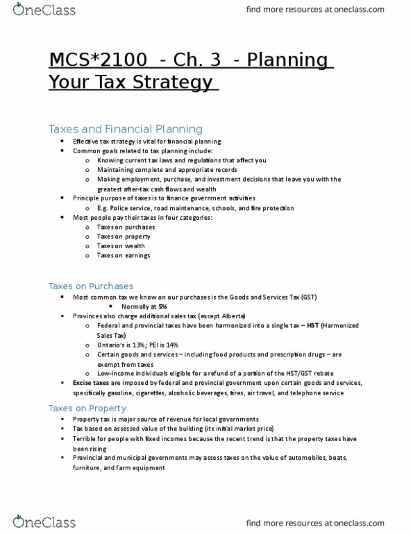 MCS 2100 Lecture Notes - Lecture 3: Sole Proprietorship, Canada Revenue Agency, Canada Pension Plan thumbnail