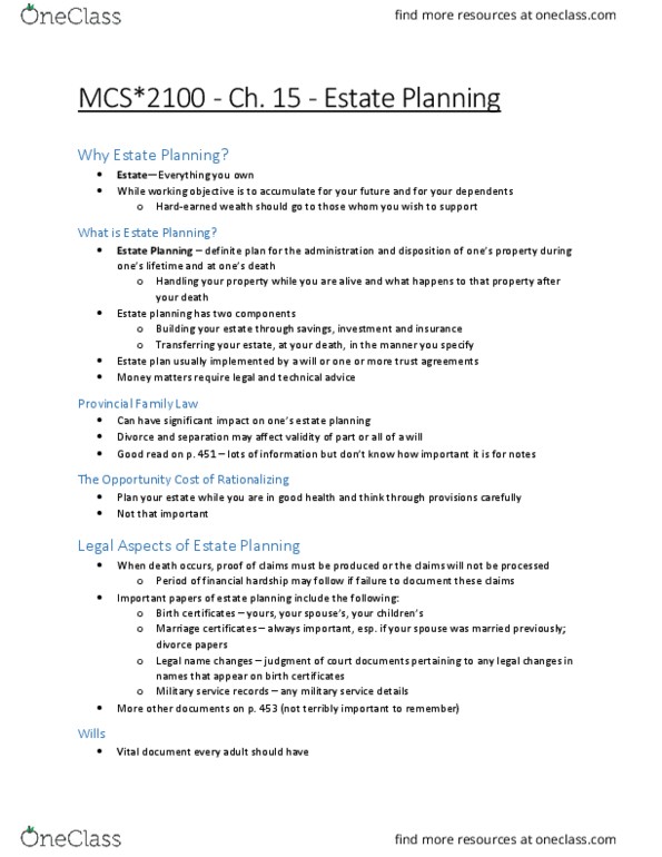 MCS 2100 Lecture Notes - Lecture 15: Tax Rate, Settlor, Inter Vivos thumbnail