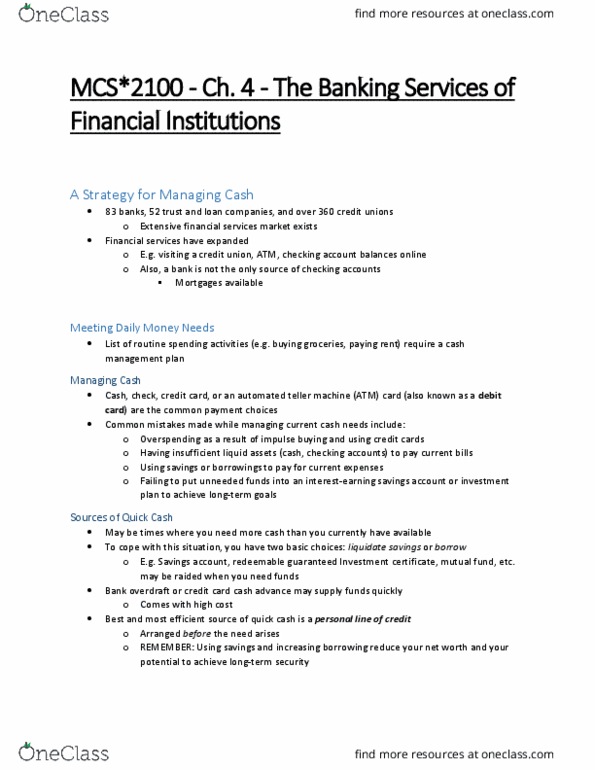 MCS 2100 Lecture Notes - Lecture 4: C Mathematical Functions, Premium Bond, Cash Converters thumbnail