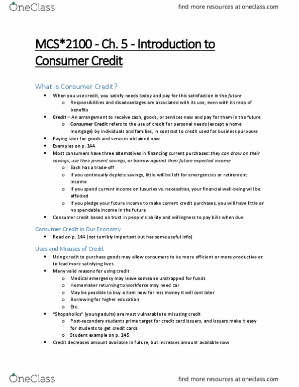 MCS 2100 Lecture Notes - Lecture 5: Transunion, Social Insurance Number, Fico thumbnail