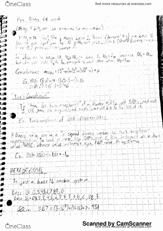 CPS 125 Lecture 1: Binary, Twos Complement, Hexadecimal, ASCII thumbnail