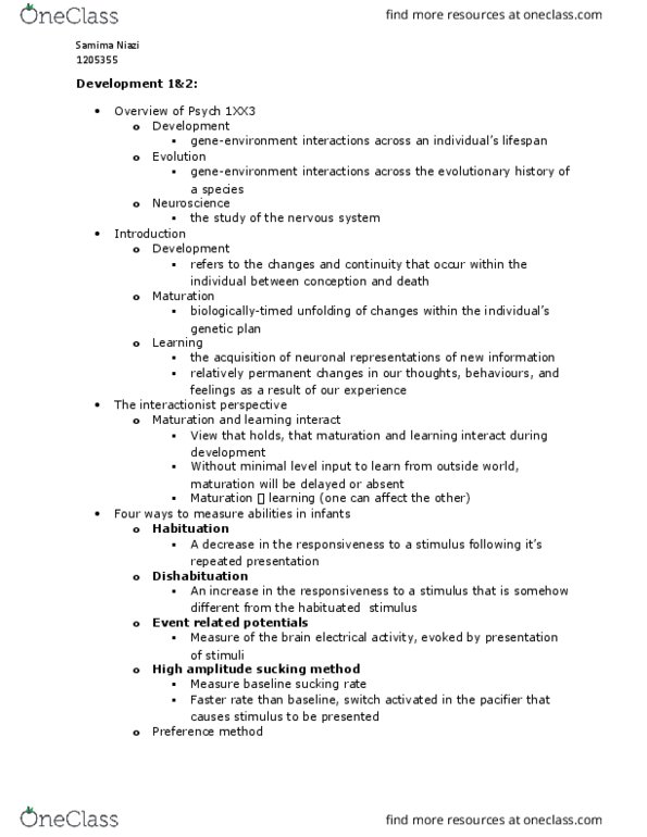 PSYCH 1XX3 Lecture Notes - Lecture 12: Zygosity, Behaviorism, Amir Abdullah Khan Niazi thumbnail