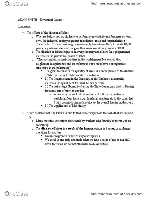 Philosophy 2074F/G Lecture Notes - Lecture 1: Barter, Comparative Advantage thumbnail