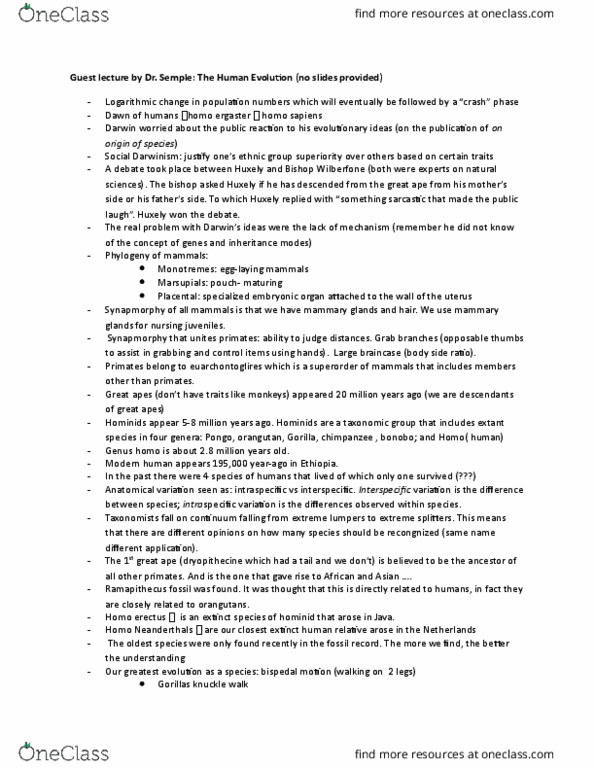 BIOL359 Lecture Notes - Lecture 20: Coevolution, Stone Tool, Radiometric Dating thumbnail