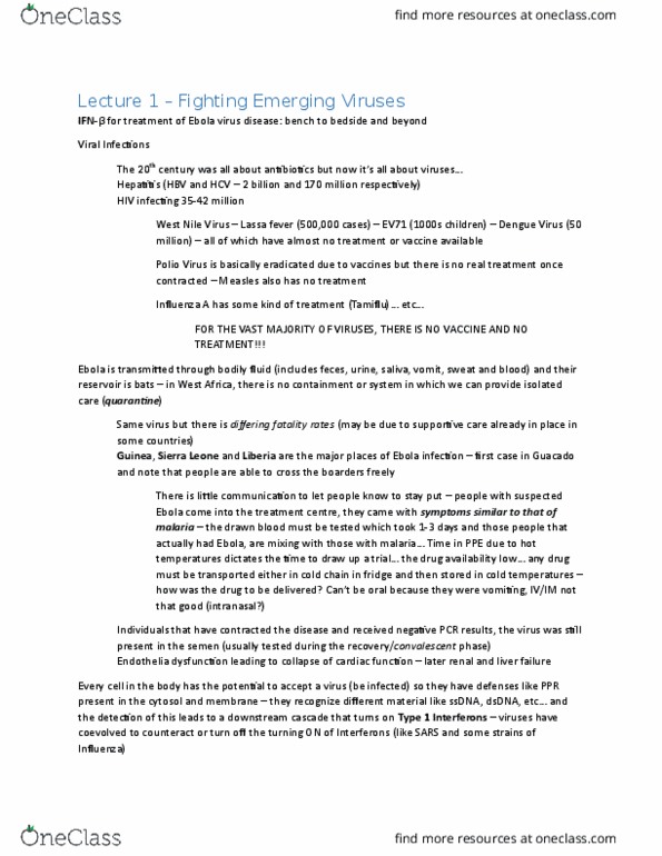 IMM250H1 Lecture Notes - Lecture 1: Fluorescence, Cytosol, Ebola Virus thumbnail