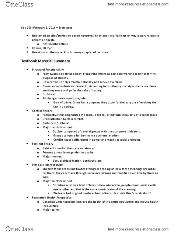 SOC210 Lecture Notes - Lecture 6: Welfare, Anomie, Masculinity thumbnail