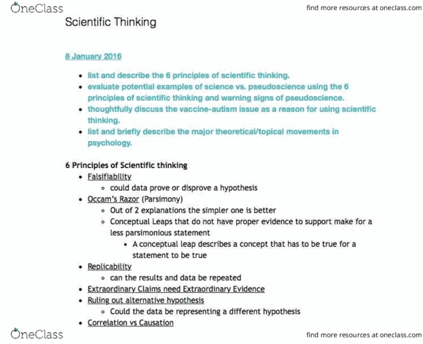 PSYC 102 Lecture Notes - Lecture 2: Jenny Mccarthy, Scientific Method, Pseudoscience thumbnail