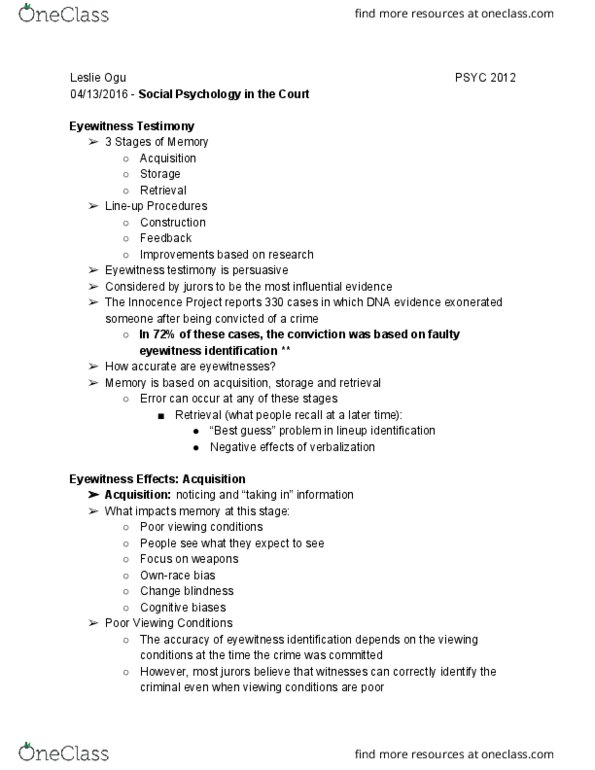 PSYC 2012 Lecture 20: Social Psychology in the Court thumbnail