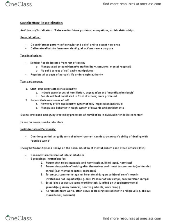 SOCI 100 Lecture Notes - Lecture 12: Natural Experiment thumbnail