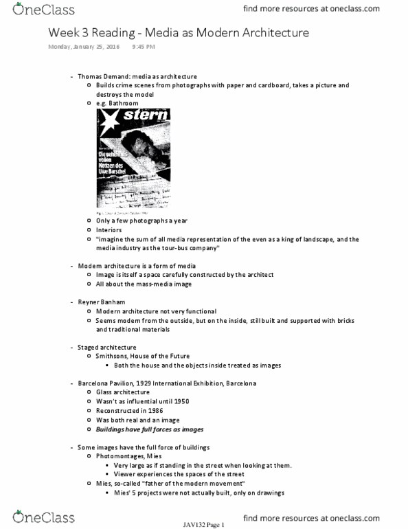 ARC132H1 Chapter Notes - Chapter Media: Adolf Loos, 1929 Barcelona International Exposition, Reyner Banham thumbnail