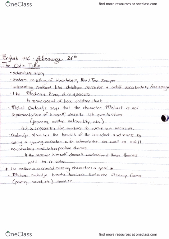 ENGL 146 Lecture Notes - Lecture 21: Ween thumbnail