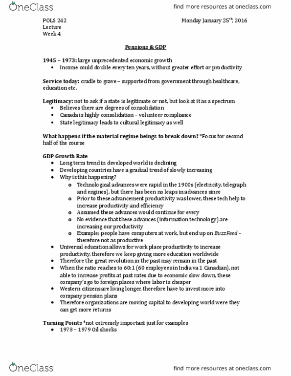 POLS 242 Lecture Notes - Lecture 5: Tied Aid, Canada Pension Plan, Old Age Security thumbnail