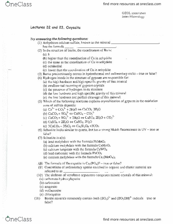 GEOL 2540 Lecture Notes - Lecture 22: Siderite, Magnesite, Axinite thumbnail