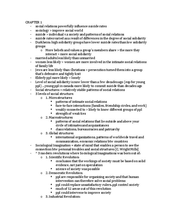 SOCA01H3 Chapter Notes - Chapter 1: Talcott Parsons, Auguste Comte, Scientific Revolution thumbnail