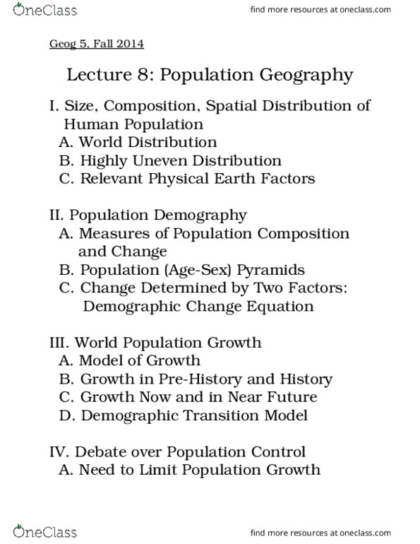 GEOG 5 Lecture Notes - Lecture 8: Demographic Transition thumbnail