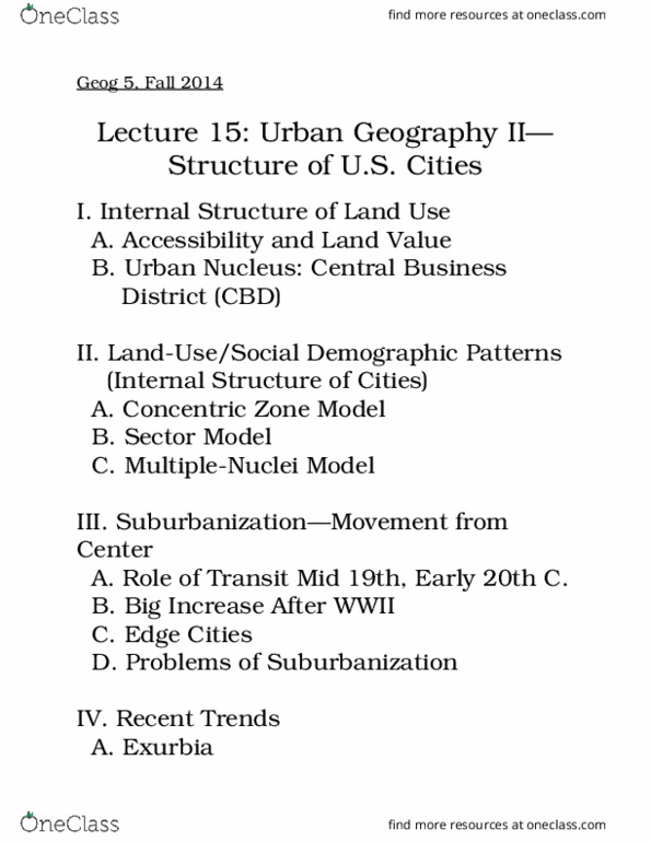 GEOG 5 Lecture Notes - Lecture 15: Urban Geography (Journal) thumbnail