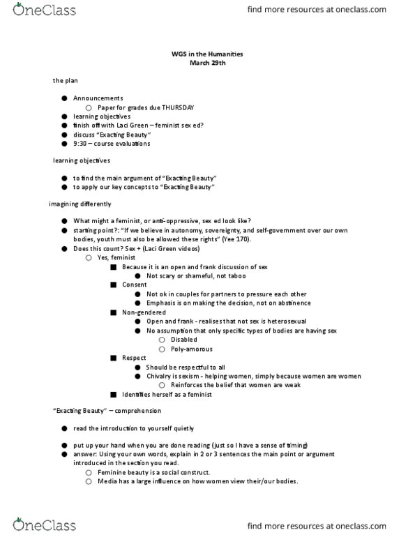 WOMN 1500 Lecture Notes - Lecture 15: Laci Green thumbnail