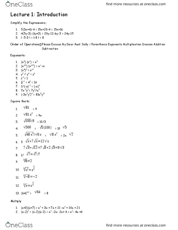 MATH 115 Lecture Notes - Lecture 3: Greatest Common Divisor thumbnail