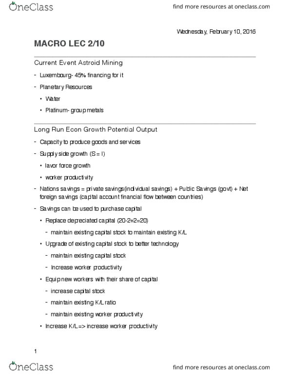 ECON 2020 Lecture Notes - Lecture 9: Platinum Group, Planetary Resources, Capital Account thumbnail