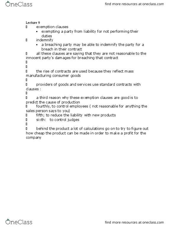 LAWS 3003 Lecture Notes - Lecture 9: David Macbrayne, Vending Machine, Dow Chemical Company thumbnail