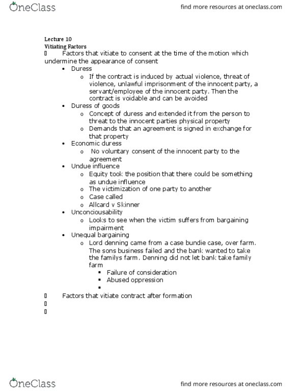 LAWS 3003 Lecture Notes - Lecture 10: Undue Influence thumbnail