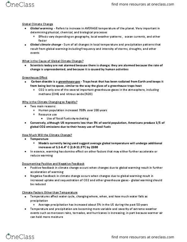 BIOL 180 Chapter Notes - Chapter 56: Ocean Acidification, Allele Frequency, Ecosystem Services thumbnail