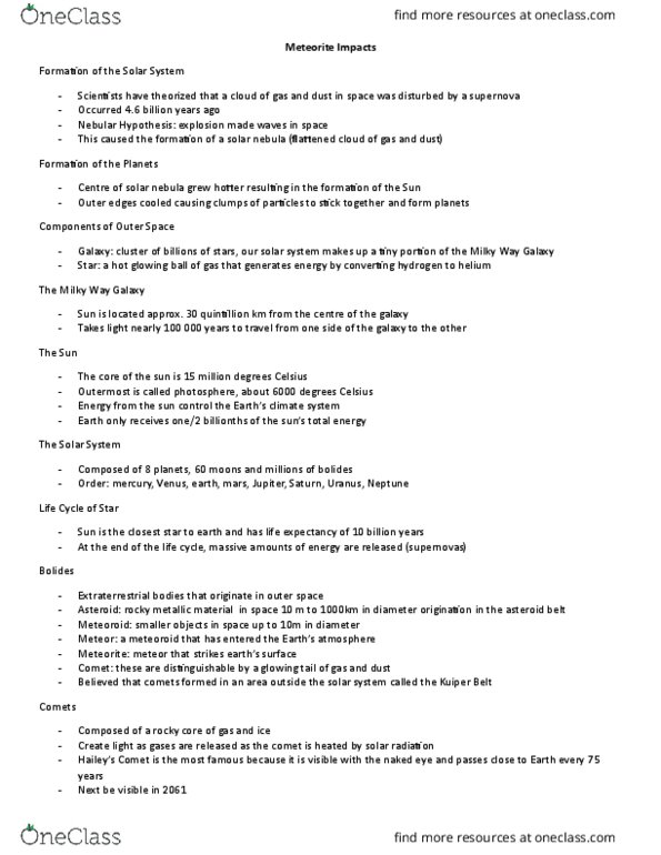 EARTHSC 2GG3 Lecture Notes - Lecture 17: Manicouagan Reservoir, Meteor Crater, Earth Mass thumbnail