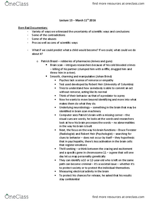 CRM 1301 Lecture Notes - Lecture 13: Class Discrimination, Hot Blooded, Hard Determinism thumbnail