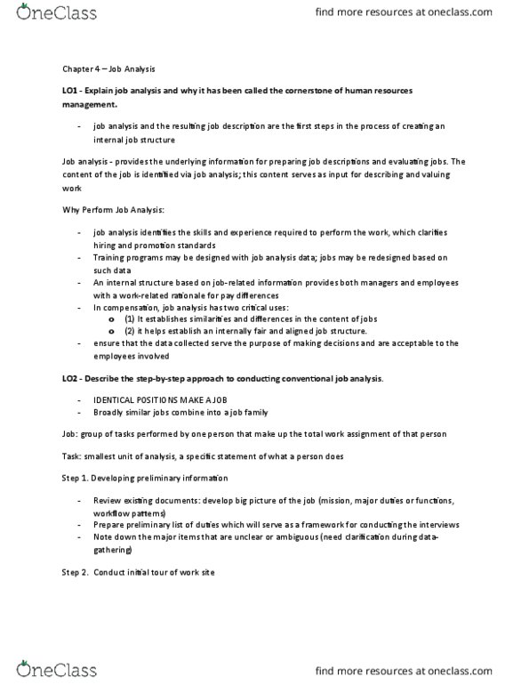 MHR 749 Chapter Notes - Chapter 4: Offshoring, Job Analysis, Workflow Pattern thumbnail