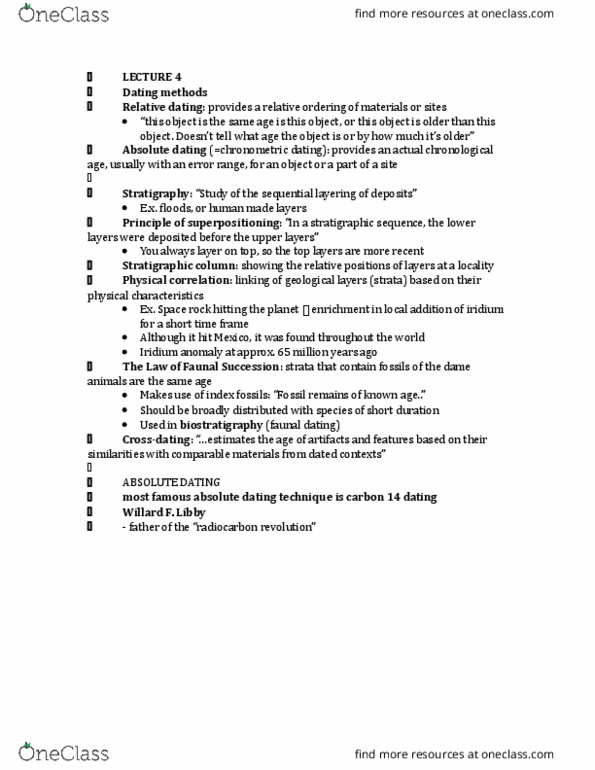 ANTA01H3 Lecture Notes - Lecture 4: Transect, Midden, Archaeological Site thumbnail