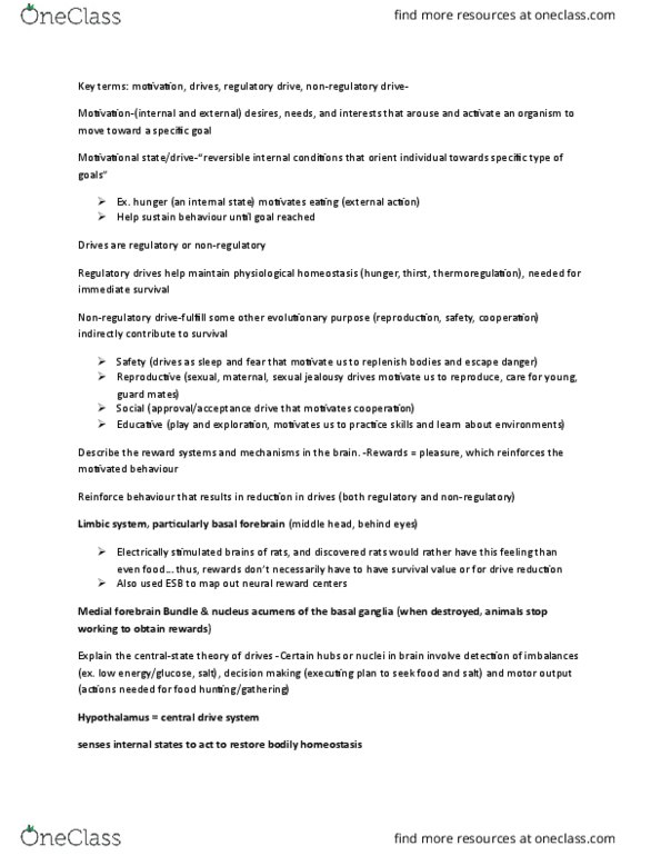 PSYC 100 Chapter Notes - Chapter 20: Taste, Polydipsia, Dieting thumbnail