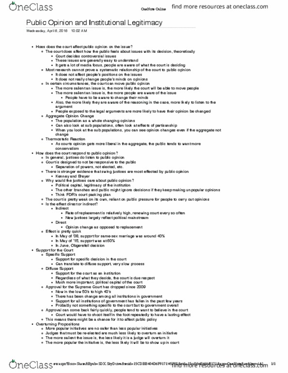 PSCI 4396 Lecture Notes - Lecture 19: Judicial Procedures Reform Bill Of 1937, Political Capital, Microsoft Onenote thumbnail