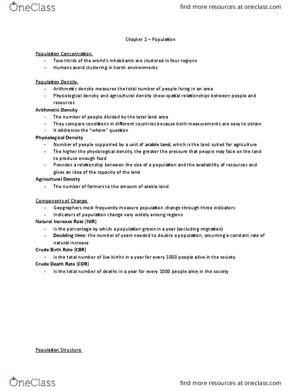 GEOG 1HB3 Lecture Notes - Lecture 12: Population Pyramid, Dependency Ratio, Total Fertility Rate thumbnail