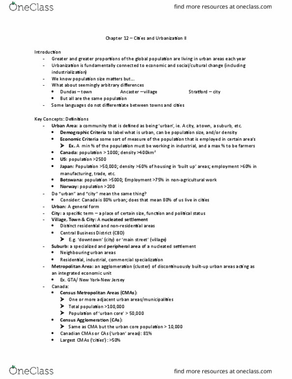 GEOG 1HB3 Lecture 10: Chapter 12 – Cities and Urbanization II thumbnail