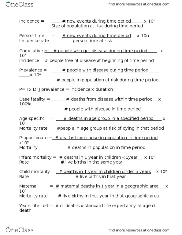 ANTC67H3 Chapter Notes - Chapter 1-10: Relative Risk, Child Mortality, Mortality Rate thumbnail